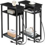 AMHANCIBLE Nightstand with Charging Station Set of 2 End Table with USB Ports and Power Outlets HETN03BK