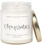 Sweet Water Decor Christmas Scented Candle | Cinnamon, Trees, Orange, and Clove Scents | Christmas Candles and Decor for Home | 9oz. Clear Jar Soy Candle, Made in the USA