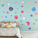 Amimagen Watercolor Polka Dots Wall Stickers - Colorful Round Girls Wall Decals - Kids Baby Boys Girls Nursery Playroom Classroom Daycare Bedroom Home Wall Decor