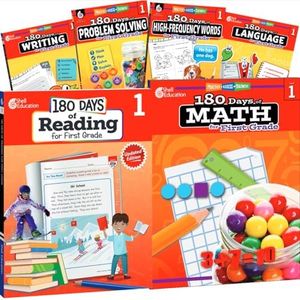 180 Days: Includes 6 Assorted Workbooks Practice Math, Reading, and Sight Word Skills for 1st Grade Practice Workbook for Classroom and Home, Cool and ... Created by Teachers (180 Days of Practice)