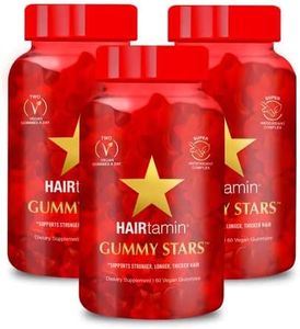 HAIRtamin Vegan Gummy Stars Hair Growth Vitamins | Non-GMO | Natural Biotin Hair Vitamin Gummies to Support Healthy Hair Skin & Nails | Multivitamin Supplement May Reduce Hair Loss & Thinning (3-Pack)