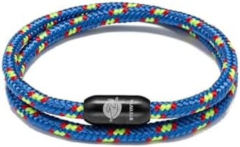 BTEYIVTA Handmade Nautical Rope Bracelet for Men Women & Teens Sunproof Colorfast Surfer Bracelet Beach Jewelry Birthday Gift for Him (Bright blue, Medium(Wrist size:6.8-7.1inch))