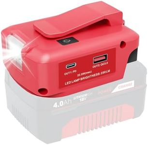 Waitley USB Battery Adapter Compatible with Einhell 18 V Battery with LED Work Light