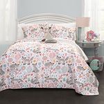 Lush Decor 16T000853 3 Piece Pixie Fox Quilt Set, Twin, Gray/Pink