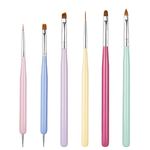 Sularpek 6 Pcs Nail Art Brushes Set, Gel Nail Polish Nail Art Design Painting Tools, with Nail Extension Gel Brush, Builder Gel Brush, Nail Art Liner Brush, Double Ended Nail Dotting Pen