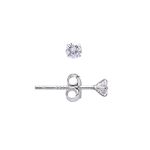 3MM Sterling Silver Earrings Diamond White Cubic Zirconia Studs for Women