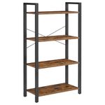 VASAGLE 4 Tier Shelf Bookcase, Steel Frame, Free Standing Shelf for Living Room, Bedroom, Office, 30 x 66 x 120 cm, Industrial Style, Rustic Brown and Ink Black LLS60BX