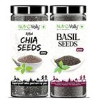 NutroVally Chia & Basil Seeds Combo for Weight Reduce 400gm| Loaded with Anti-Oxidants, Omega 3 | Enhance Skin & Overall Health Seeds For Eating 200 Each