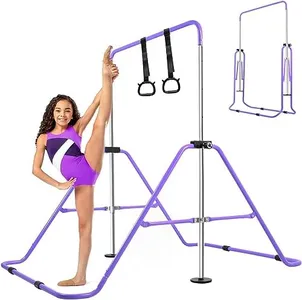 YEEGO DIRECT Gymnastics Bar with Rings,Gymnastics Bar for Kids Ages 3-12,Foldable Gymnastics Bar,Kids Gymnastics Bar Expandable for Home Training Kids Gifts for Grils Boys(Purple)