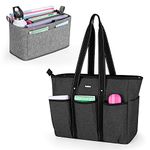 Damero Teacher Shoulder Bag, Teacher Utility Tote Bag with Felt Organiser Insert and Laptop Sleeve for Work Travel School, Black