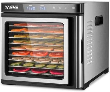 YASHE Food Dehydrator Machine, 9 Stainless Steel Food Dryer, 1000W Dehydrators for Food and Jerky, Herbs, Meat, Fruit, Dog Treats, 48H Timer and Temperature Control (95-165℉), Recipes Book Included