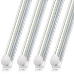 SZSKYING (25 Pack 8FT LED Shop Lights,T8 LED Bulbs Daylight White,72W 7200LM 6500K,High Output Clear Cover,Integrated,8 LED Light Linkable,V Shape,8 Foot LED Lights for Shop Garage Workshop.