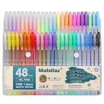 Mutsitaz 48 Packs Color Gel Pens,Multicolor Gel Pens Set for Adult Colouring Books,Drawing,and Writing,1.0mm Tip (12 Pens Metallic 12 Pens Glitter 12 Pens Neon 12 Pens Water Chalk)