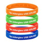 Alert Allergies USE EPIPEN Wristband Allergy Awareness Bracelet Children Adults UK (Pack of 4) (Medium 18cm)