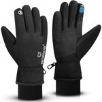 WESTWOOD FOX Waterproof Winter Gloves for Men - Windproof, Warm Ski Gloves with Touchscreen, Anti-Slip Grip for Cycling, Snowboarding, Hiking, Running, Driving & Outdoor Sports (Black, L)