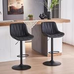 YOUNIKE Bar Stools Set of 2 for Kitchen Island, Swivel Tall Bar Stools, Adjustable Barstools with Back, Faux Leather Padded Bar Stools, Modern Counter Height Bar Chairs, Black