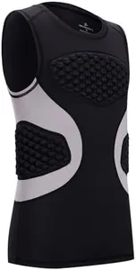 DEVOROPA Youth Boys Football Baseball Padded Compression Shirt Chest Protector Softball Lacrosse Rib Heart Sternum Guard Black/Gray XL