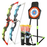 Bow and Arrow Set Kids - Archery Set with LED Lights - Kids Bow and Arrow Set Includes 20 Suction Cup Arrows, 2 Quivers, Standing Target Outdoor Game Toys for 3-12 Years Old Boys