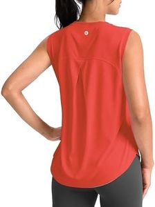 SANTINY Women's Sleeveless Workout Tops Breathable Lightweight Active Tennis Yoga Shirts Athletic Running Tank Tops for Women (Red_L)
