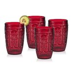 Fitz and Floyd Fitz & Floyd Trestle Highball Tumbler Cups, Set of 4, Red