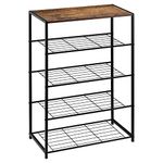 WOLTU Shoe Rack 4 Tier Shoe Bench with Seat Standing, Metal Wood Shoe Storage Cabinet cupboards Organizer for Hallway SR0088dc