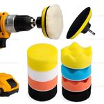 KRIAVAXA Premium Polishing Pads Sponge and Woolen Car Kit |Foam Drill 3-Inch Buffing Pad| 11 PCS Polishing Pads|Polisher Kit Sponge for Car Polishing and Waxing, Multicolor