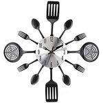 Hedume 16" Kitchen Wall Clock, Large Kitchen Cutlery Wall Clock with Spoons and Forks, 3D Removable Modern Creative Wall Decal Wall Sticker Room Home Decoration