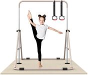 Nimsqury Foldable Gymnastics Bar, 5-Height Adjustable Gymnastic Bars for Kids at Home,Robust & Stable for Indoor/Outdoor Using,Weight Limit 140LBS