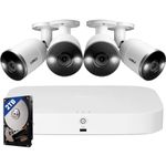 Lorex 4K Security Camera System, Fusion 8-Channel 2TB NVR with 4 Indoor/Outdoor Wired IP POE Smart Deterrence Cameras and Smart Motion Detection Plus