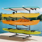 AlloyLake 4-Tier Freestanding Kayak Rack, Pro-Grade Heavy Duty Outdoor Storage for 4 Boats, 440 lbs Max Capacity, Rust-Proof 304 Stainless Steel Hardware (Black)