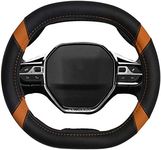 Mayco Bell Microfiber Leather Car Steering Wheel Cover Fit for Peugeot 3008 4008 5008 2016-2019 508 208 2019 e-208 (Black Orange)