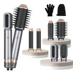 Hair Styler 6 in 1, 1000w Hair Dryer Brush Set with 30mm Air Culirng Curler, Round Brush, Straightening Brush, Air Styler for All Hair Types (No Rotating Brush)