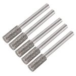 uxcell Diamond Burrs Bits Grinding Drill Carving Rotary Tool for Glass Stone Ceramic 120 Grit 1/4" Shank 8mm Cylinder 5 Pcs