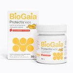 BioGaia Protectis Kids Tablets | 30 Chewable Probiotic Supplements with 100 Million Live L. Reuteri | Gut Health and Comfort | Digestive System Support for Children - Strawberry Flavour