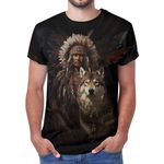 VNBNT Wolf Shirts for Men–Men’s T-Shirt–Graphic T-Shirt–3D Design Adult Novelty T-Shirt– Native American Wolf T Shirt XS-5XL