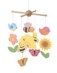 Wooden Mobile - Spring Garden Hanging Cot Mobile, Woodland Animals Characters Crib Mobile - Baby Nursery Decor, First Birthday Gifts for Girls Boys - New Baby Gifts, Wooden Toys by Orange Tree Toys