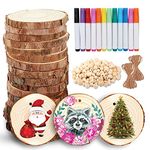 Natural Wood Slices for Crafts 50 Pcs 2-2.5 Inches Wood Circles with Predrilled Holes - Wooden Slices Tree Cookies for DIY Crafts, Christmas Decorations and Hanging Ornaments