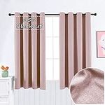 GRALI Twill Herringbone Textured Light Reducing Curtains, Thermal Insulated Blackout Panels, Short Window Draperies for Girls (W52xH63, 2 Pcs, Blush Pink)