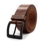 PELLE TORO Hunter Leather Belt for Men, Handmade Mens Belt for Jeans, Work or Casual Wear Cowboy Style (Toffee, Trouser Sizes 40in - 44in)