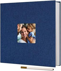 Large Photo Album Self Adhesive for 3x5, 4x6, 5x7, 6x8, 8x10 Pictures Magnetic Scrapbook Album DIY 40 Blank Pages with A Metallic Pen, Blue