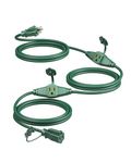 DEWENWILS 25 Ft Outdoor Extension Cord Multiple Outlets, Evenly Spaced 3 Outlets Plugs with Safety Cover, 16/3 SJTW Weatherproof Wire for Outdoor Lights and Holiday Decorations, UL Listed