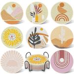 UPINS 8Pcs Boho Diamond Art Painting Coasters for Drinks DIY Coaster Diamond Art Kits for Adults Beginners Diamond Art Craft Supplies (Boho)