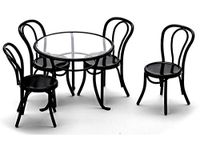 Melody Jane Dollhouse Patio Set Table Chairs Black Miniature Garden Furniture