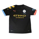 PUMA Kinder MCFC AWAY Shirt Replica SS Jr with Sponsor Logo Trikot, Black/Georgia Peach, 176