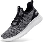 STQ Running Shoes for Women Arch Support Slip On Sneakers Lightweight Gym Workout Shoes Black White Size 6.5