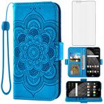 Asuwish Compatible with LG Stylo 2 2+/Stylus 2 Plus/Stylo2 V 2V Verizon Wallet Case and Tempered Glass Screen Protector Leather Flip Cover Card Holder Cell Phone Cases for G LS775 VS835 Women Men Blue