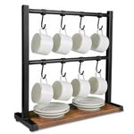 GERAWOO Coffee Mug Holder, Adjustable 2-Tier Cup Tree Stand with 8 Hooks, Premium Metal Mug Rack Shelf Gifts, Cup Storage Organizer for Home Kitchen Bar Counter Display Tea (Rustic Brown)