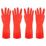 Discoball 2 Pairs Rubber Cleaning Gloves Non-slip Kitchen Dishwashing Household Glove, Long Sleeve, Reuseable