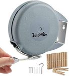 Idiomum Retractable Clothesline Indoor Outdoor Heavy Duty 40 Feet - PVC Clothes Line Retracting - Clothesline with Wall Mount - Retractable Laundry Line for Drying Clothes with 12 ClothesPins