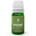 Sz Essentials Rosemary Essential Oil - 100% Pure, Natural and Undiluted - Extracted from Fresh Rosemary Organically grwon in High Altitude- Fresh & Herbal Scent with Earthy Overtones - Vegan - 0.17oz